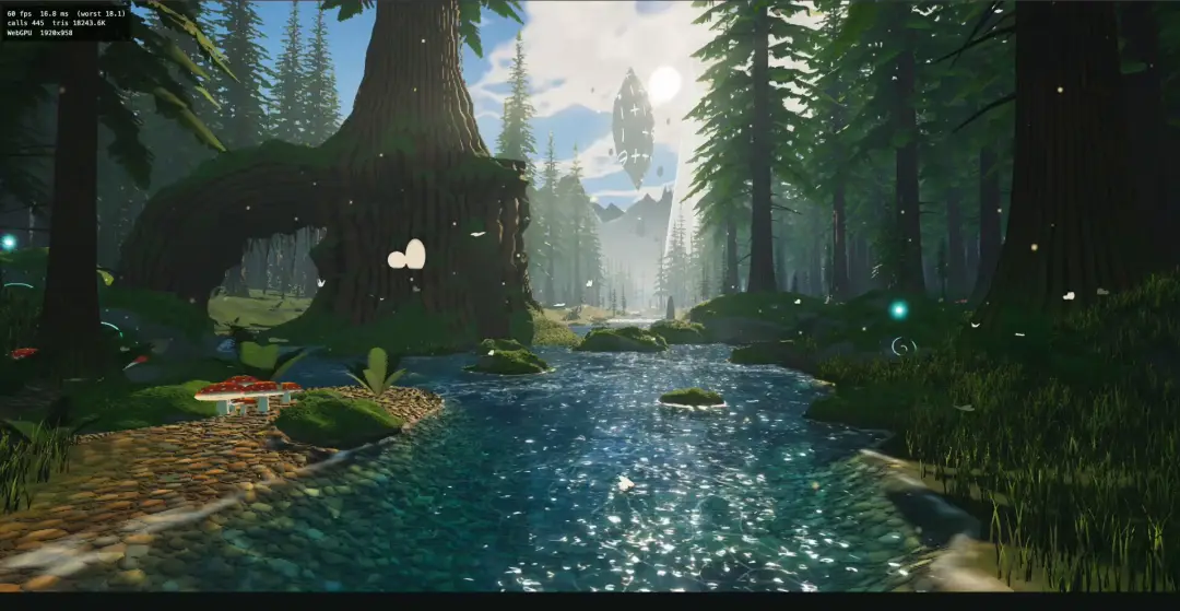 Still from Fully procedural three.js TSL world